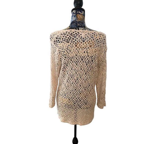 J Jill Women's Blush Pink White Layering 3/4 Sleeve Beach Wear Sweater Sz M - Picture 12 of 16